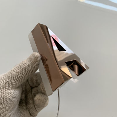 Segno retroilluminato del metallo ruggine d'acciaio delle lettere di Rose Gold Mirror Backlit Stainless dell'anti