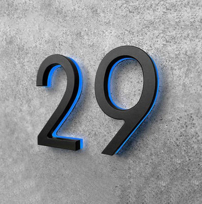 Illuminazione d'argento di alone di numeri e delle lettere della porta della Camera del metallo della spazzola