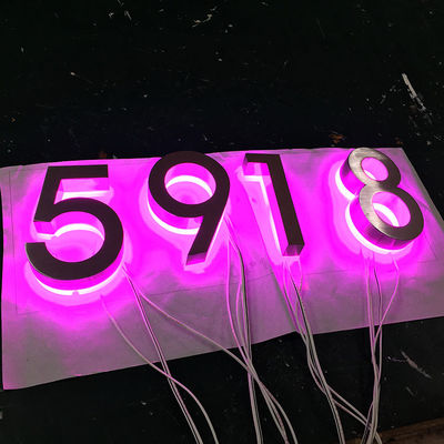304 in acciaio inossidabile per esterni con numero a led, segno argento spazzolato, numeri di luce RGB