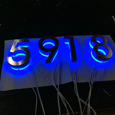 304 in acciaio inossidabile per esterni con numero a led, segno argento spazzolato, numeri di luce RGB