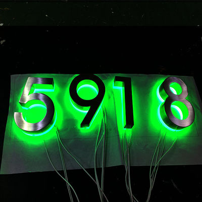 304 in acciaio inossidabile per esterni con numero a led, segno argento spazzolato, numeri di luce RGB